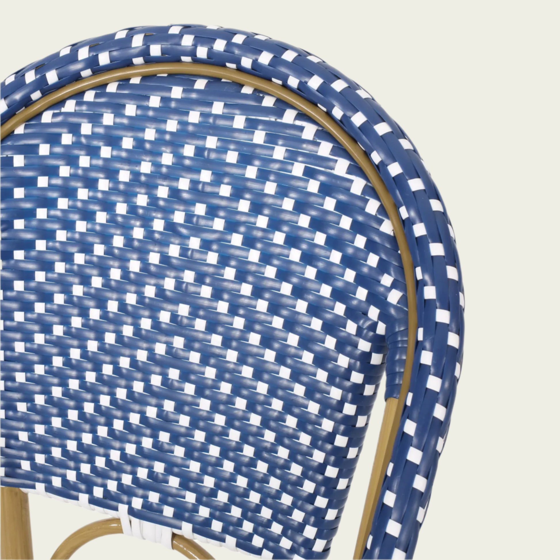 29.5" Outdoor Rattan French Barstool| Dark Teal and White| Aluminum Frame & Bamboo Finish (set of 2)