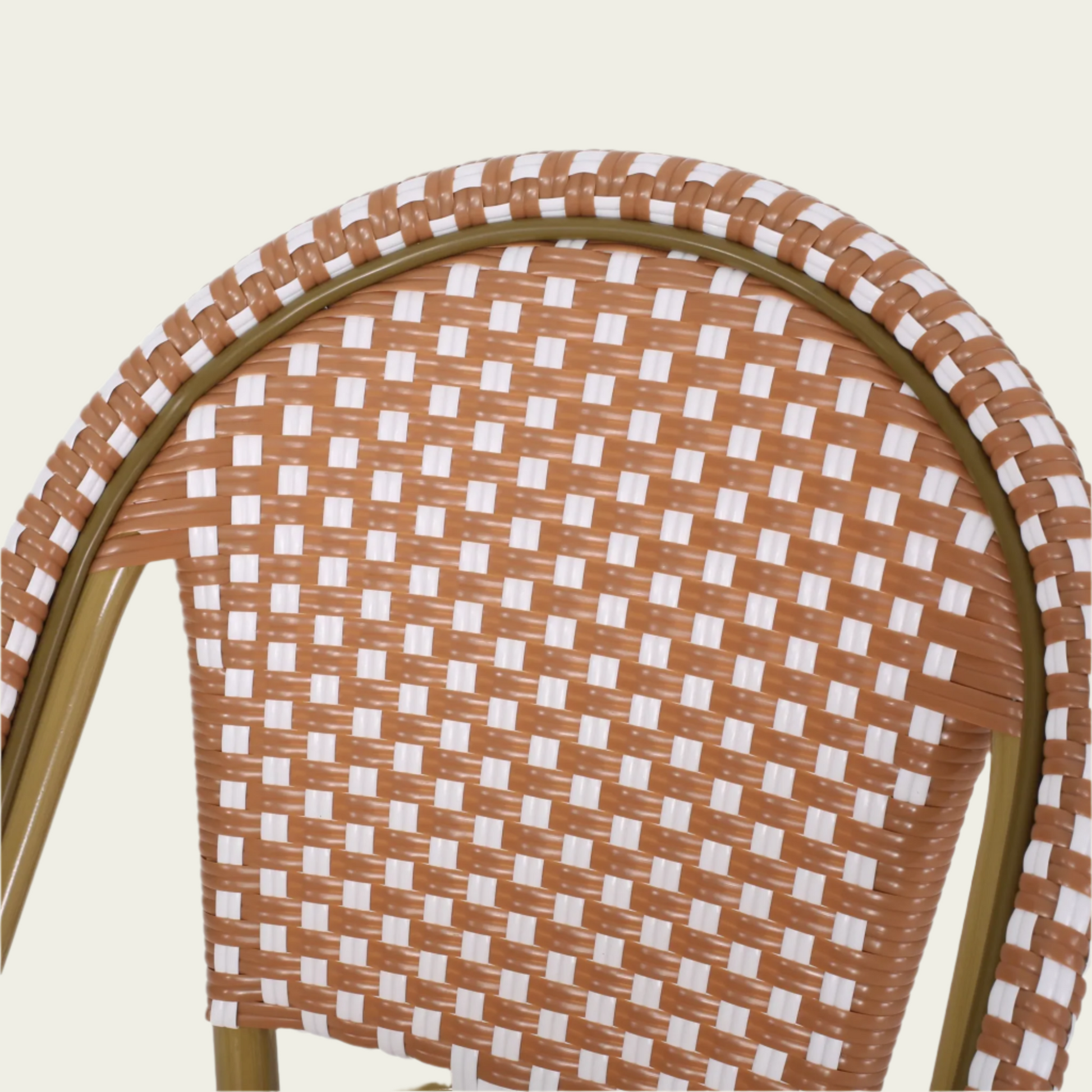 29.5" Outdoor Rattan French Barstool| Pink and White| Aluminum Frame & Bamboo Finish (set of 2)