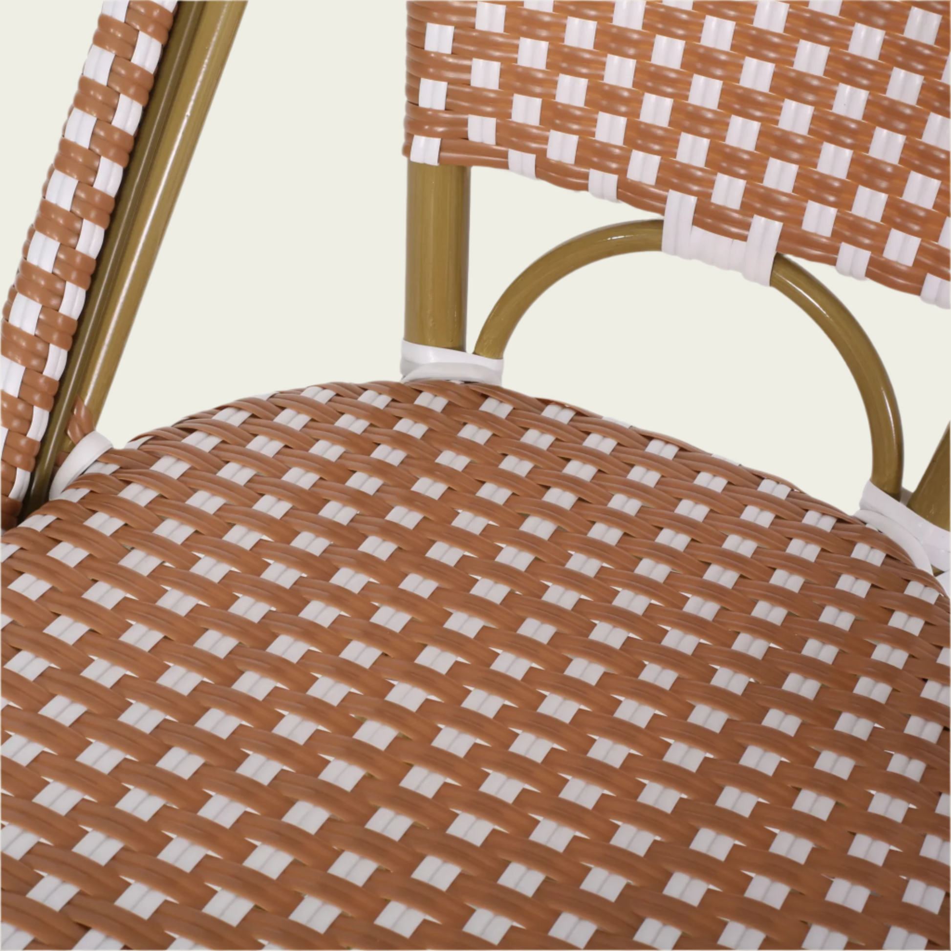 29.5" Outdoor Rattan French Barstool| Pink and White| Aluminum Frame & Bamboo Finish (set of 2)