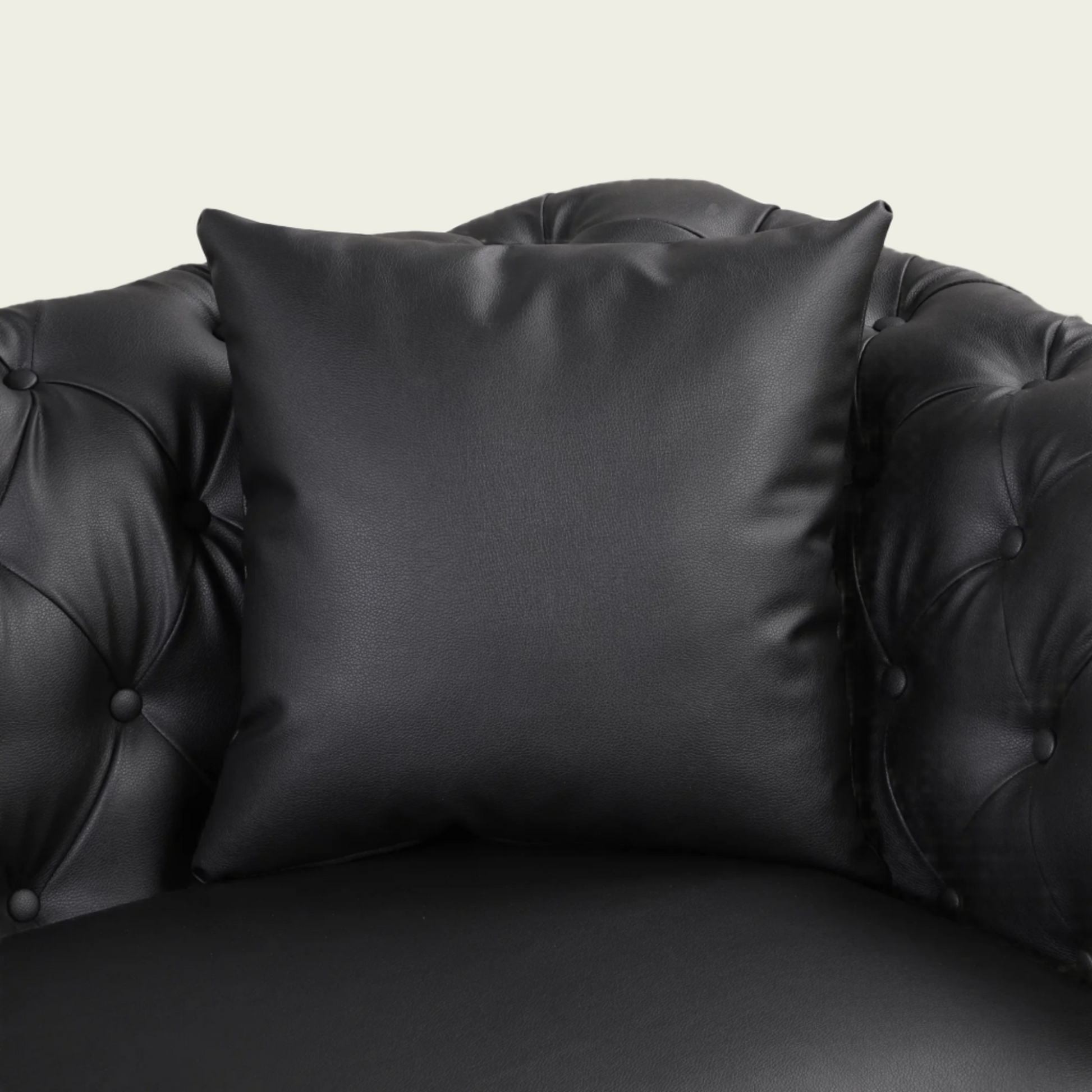 Black PU Leather Chesterfield armchair | Gold metal legs | pillow included