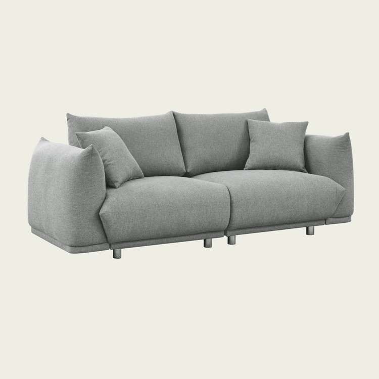 Modern Couch for Living Room Sofa,Solid Wood Frame and Stable Metal Legs, 2 Pillows, Sofa Furniture for Apartment