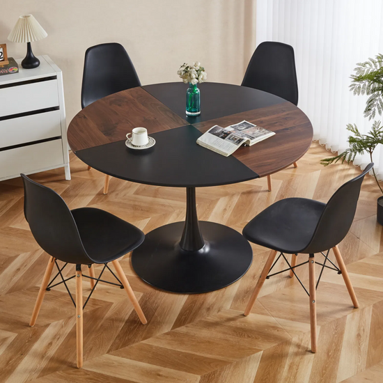 1+4,5pieces dining set, Table metal leg Mid-century Dining Table for 4-6 people With Mdf Table Top, Pedestal Dining Table, End Table Leisure Coffee Table