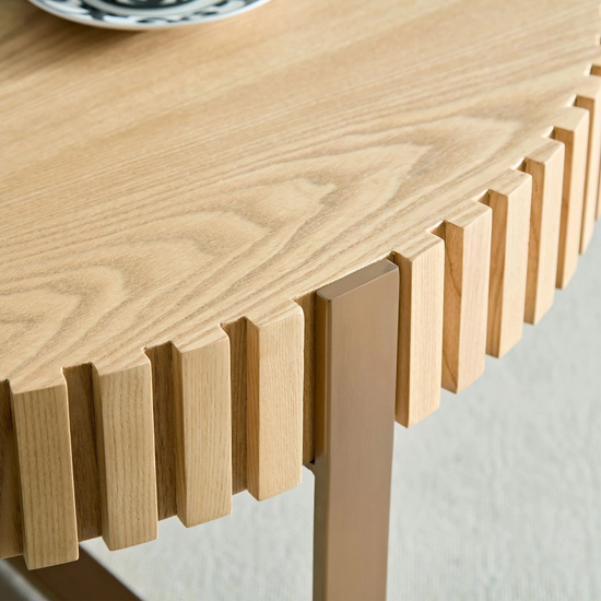 31.29" Retro Splicing Coffee Table | Natural Fir Wood Top with Matte Gold Cross Metal Base