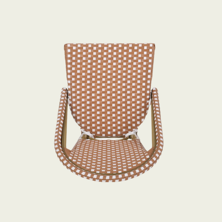 29.5" Outdoor Rattan French Barstool| Pink and White| Aluminum Frame & Bamboo Finish (set of 2)