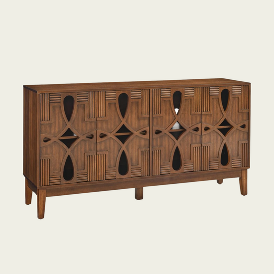 60.5" Mid Century Modern Sideboard Buffet Cabinet with Storage, TV Media Console Table, Storage Cabinet with 4 Doors & Adjustable Shelves for Kitchen Dining Living Room Entryway, Walnut