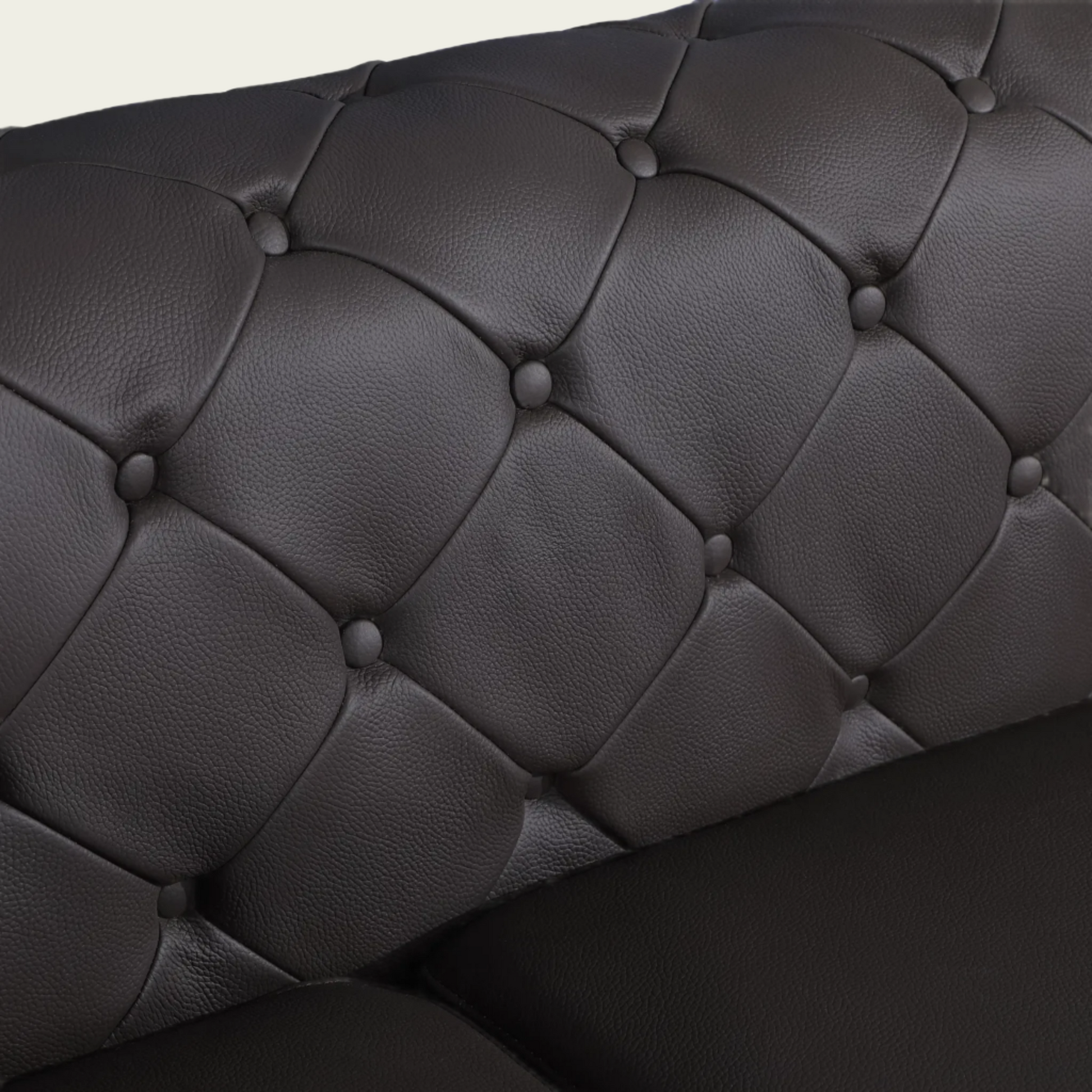  93" Authentic Italian Brown Leather Sofa | Chesterfield Design | Deep Button Tufting | Low Profile