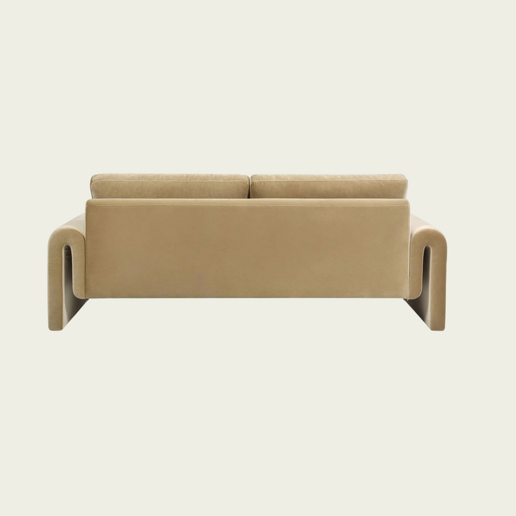 Arched armrest two-seater sofa | Velvet beige upholstery