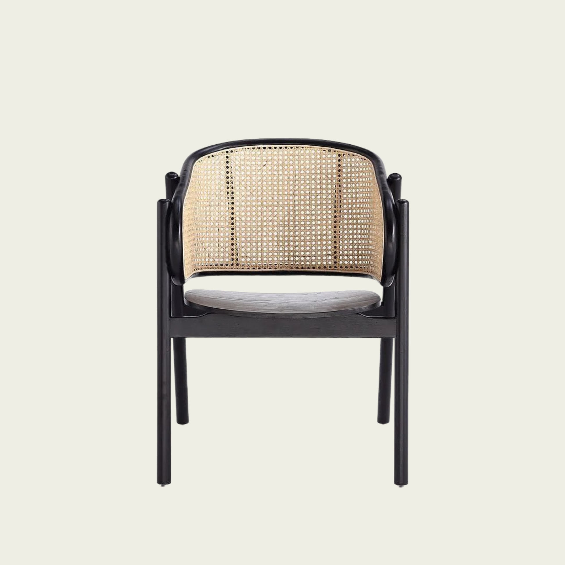 Authentic Wooden Rattan chair | natural black Ash Wood frame | Rounded cane backrest 22