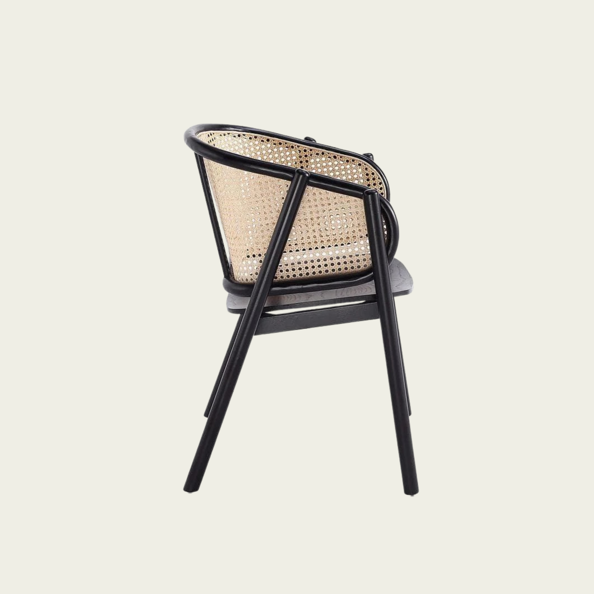 Authentic Wooden Rattan chair | natural black Ash Wood frame | Rounded cane backrest 11