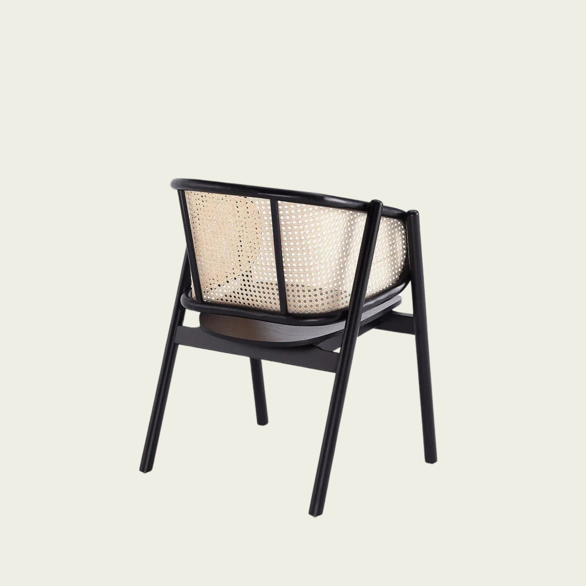 Authentic Wooden Rattan chair | natural black Ash Wood frame | Rounded cane backrest 22