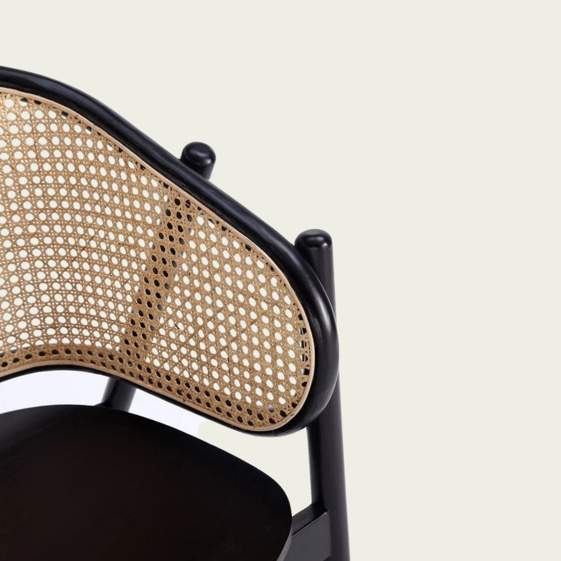 Authentic Wooden Rattan chair | natural black Ash Wood frame | Rounded cane backrest 44