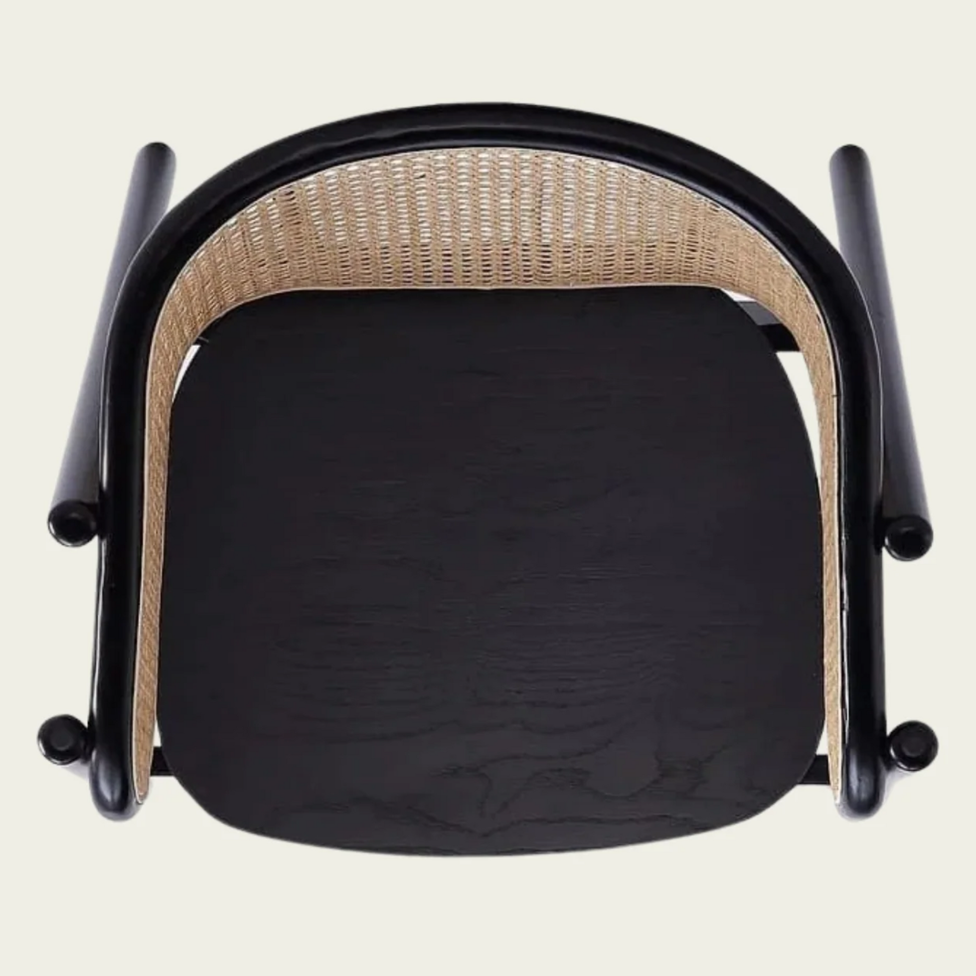 Authentic Wooden Rattan chair | natural black Ash Wood frame | Rounded cane backrest 55