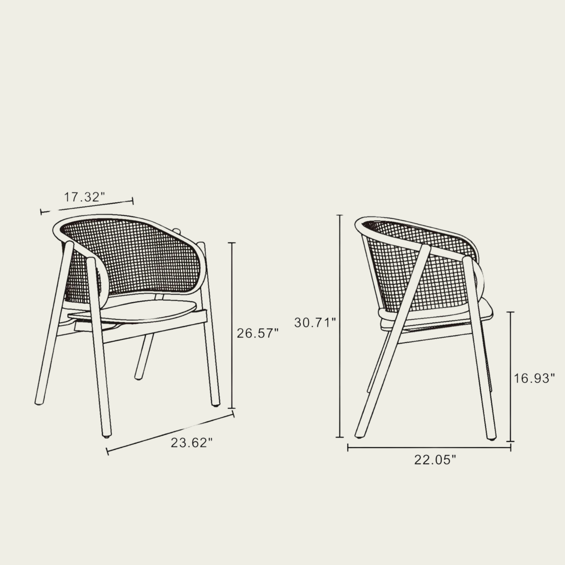 Authentic Wooden Rattan chair | natural black Ash Wood frame | Rounded cane backrest 77
