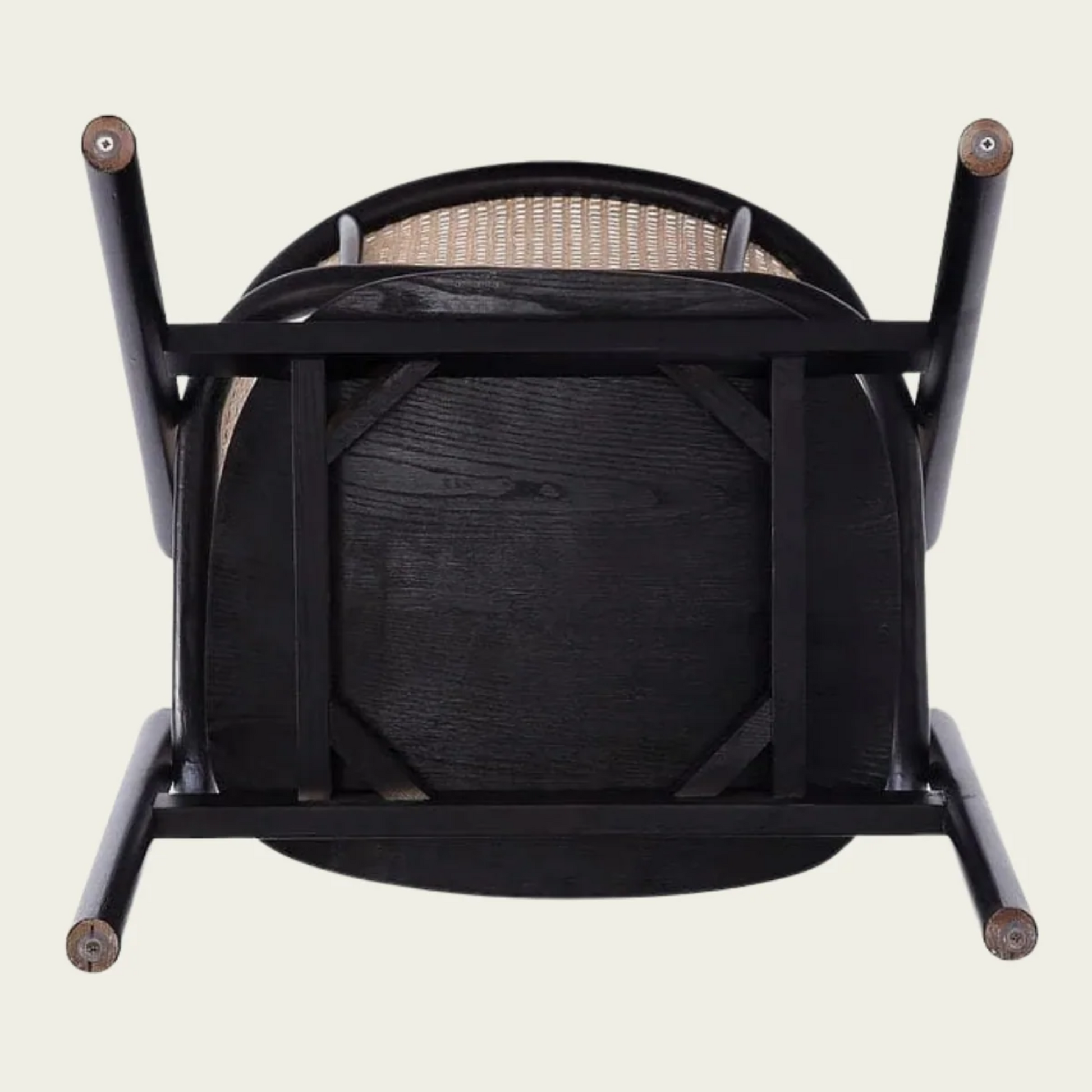 Authentic Wooden Rattan chair | natural black Ash Wood frame | Rounded cane backrest 88