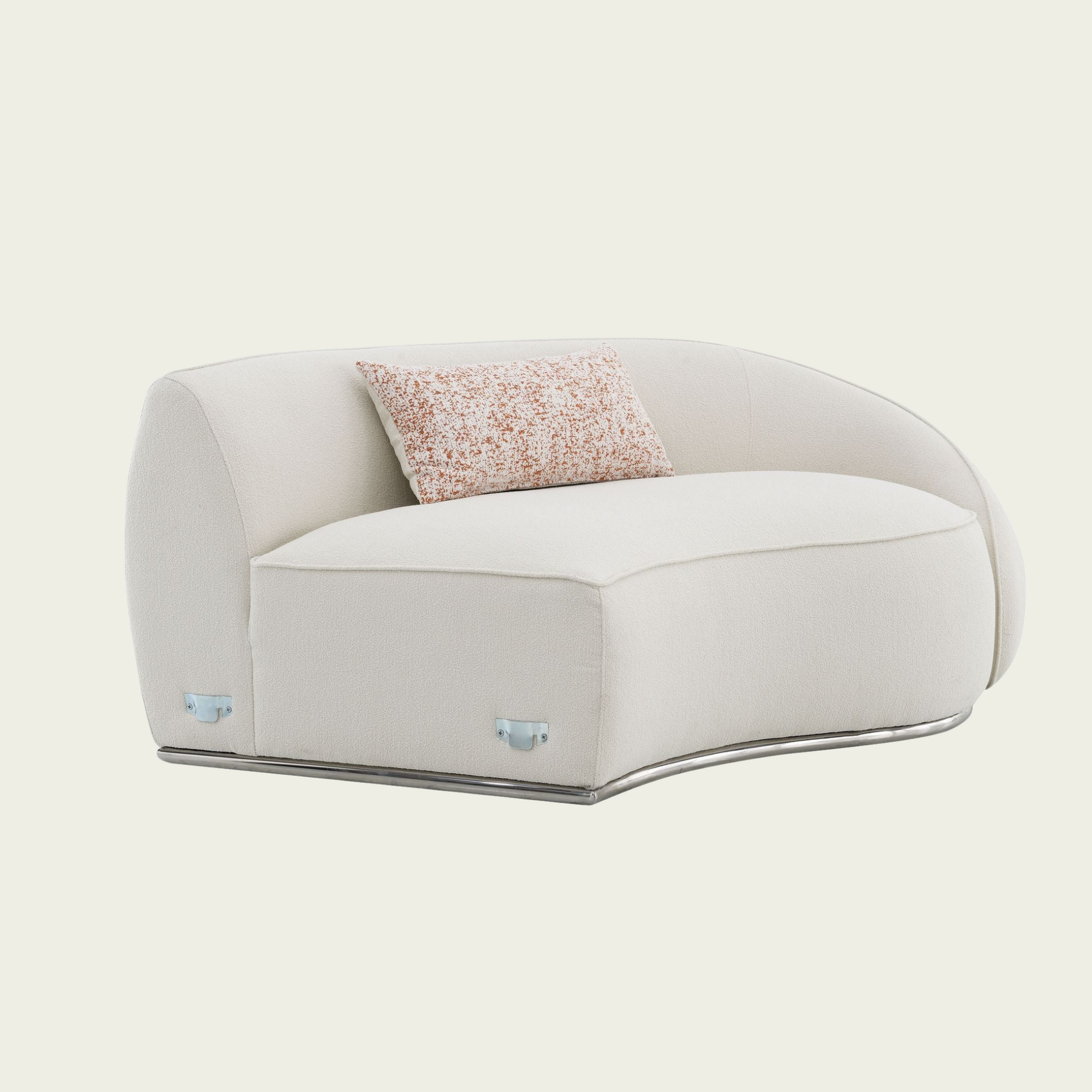 Bulky curved modular sofa | Cream boucle upholstery