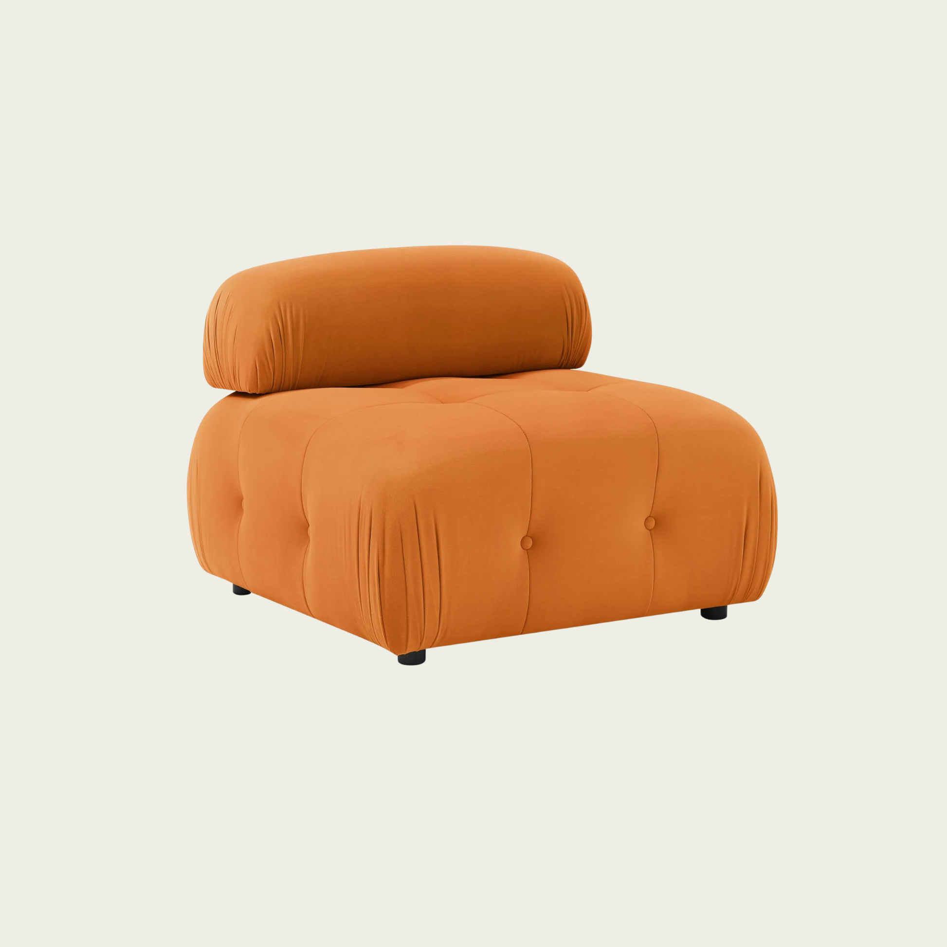  Button Tufted Modular Sectional Sofa with Reversible Ottoman | Orange Velvet upholstery