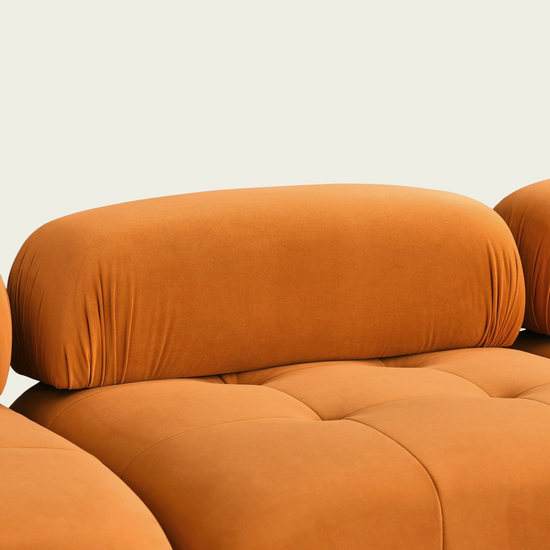  Button Tufted Modular Sectional Sofa with Reversible Ottoman | Orange Velvet upholstery