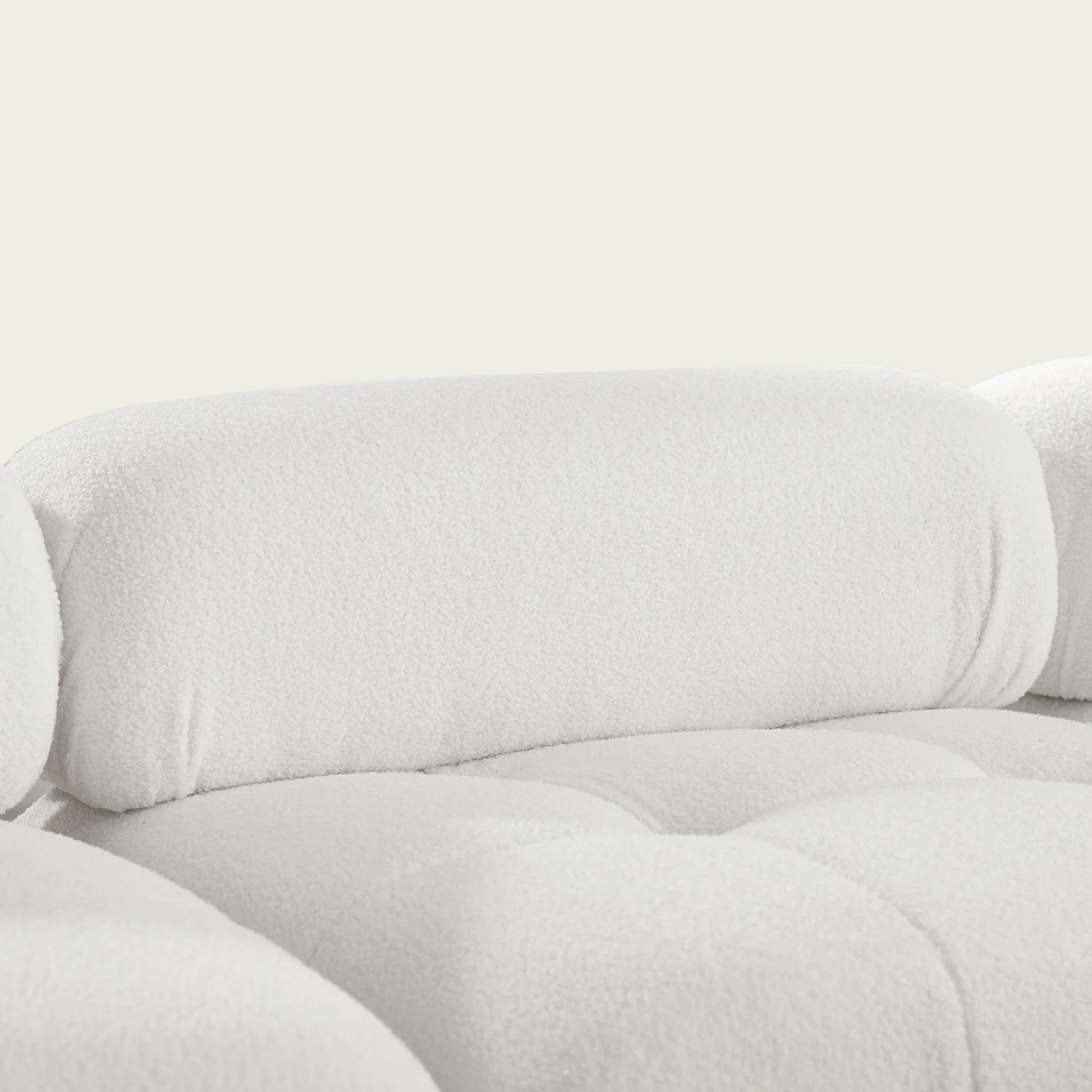  Button Tufted Modular Sectional Sofa with Reversible Ottoman | White teddy sherpa upholstery