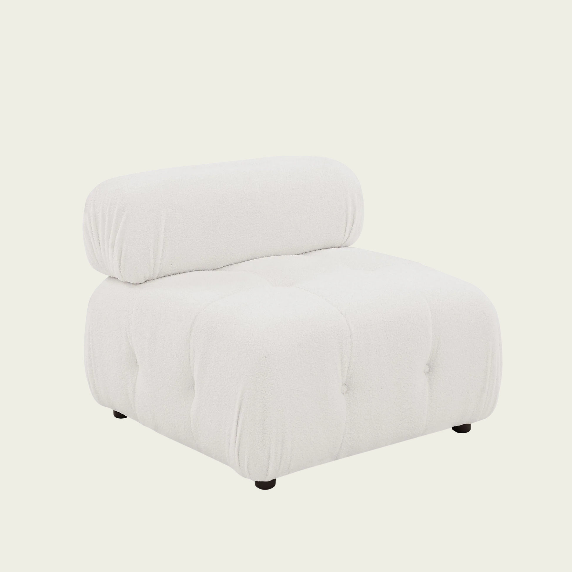  Button Tufted Modular Sectional Sofa with Reversible Ottoman | White teddy sherpa upholstery