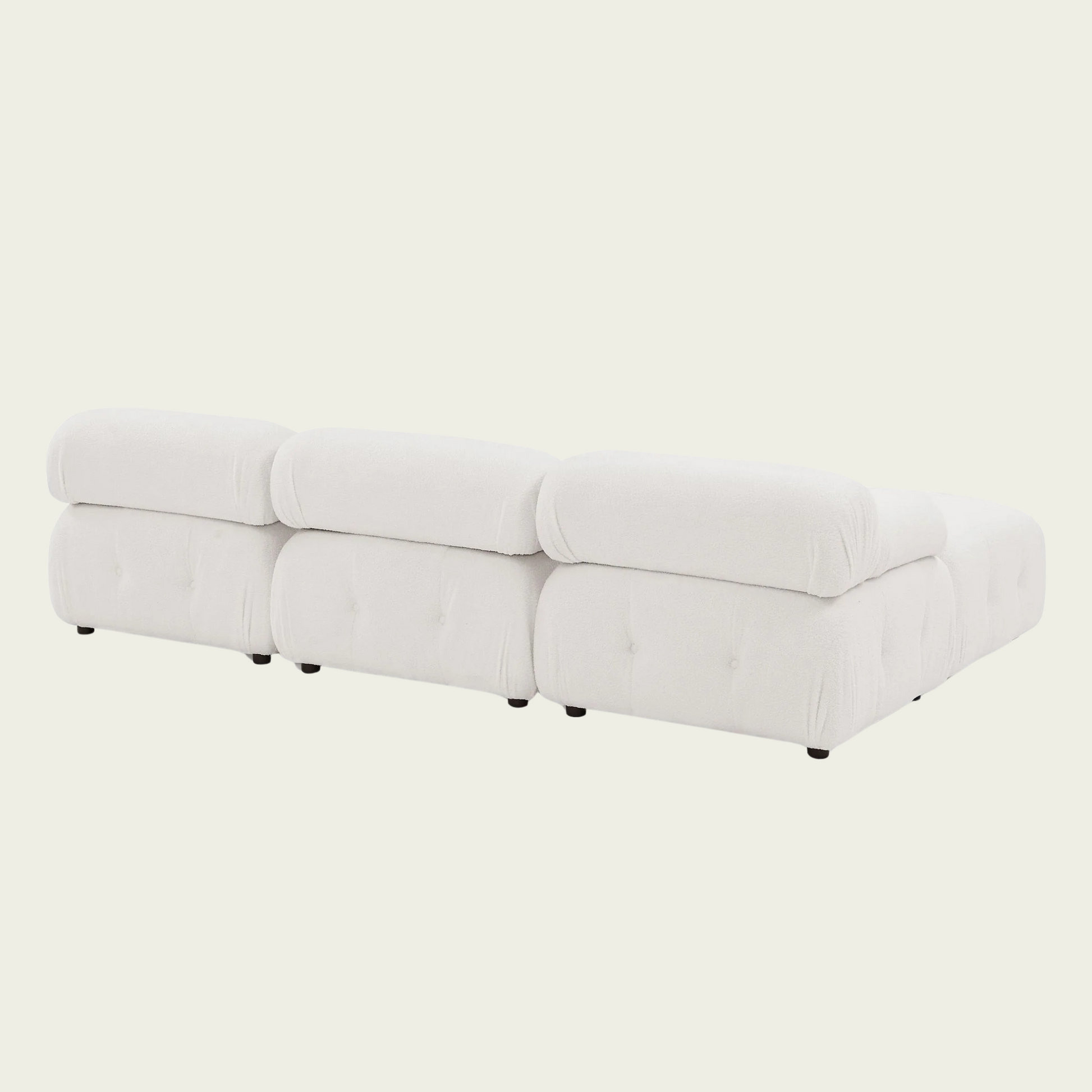 Button Tufted Modular Sectional Sofa with Reversible Ottoman | White teddy sherpa upholstery