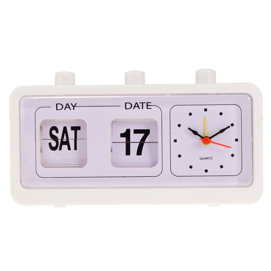 Vintage Retro Quartz Alarm Clock with Flip Calendar Display