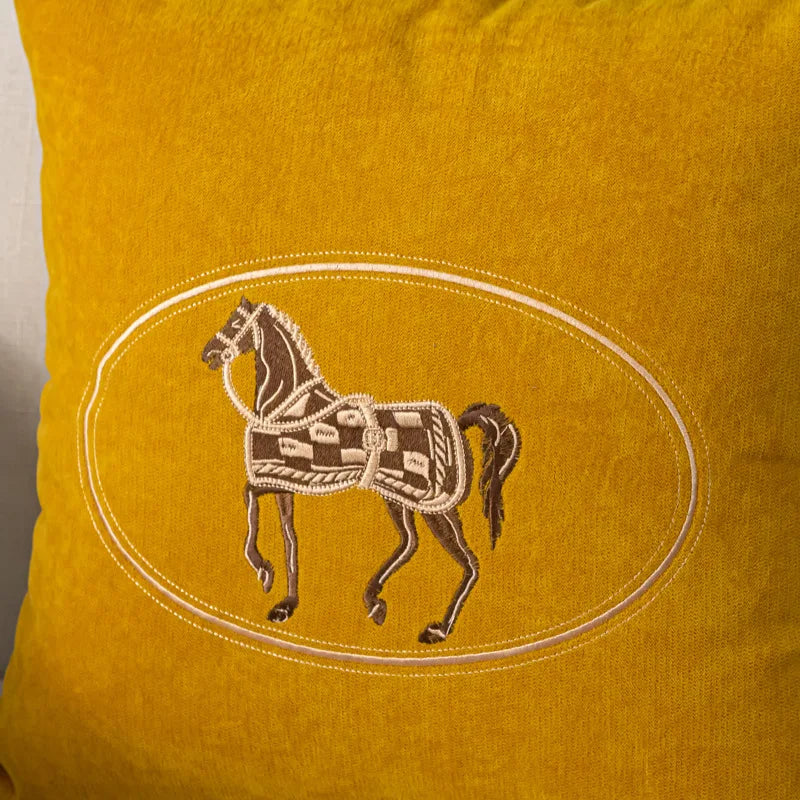 Cushion Cover Pillow case - embroidered Horse