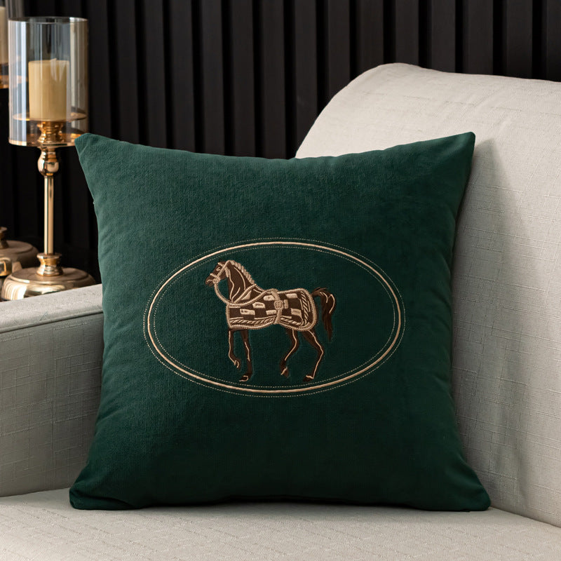 Cushion Cover Pillow case - embroidered Horse