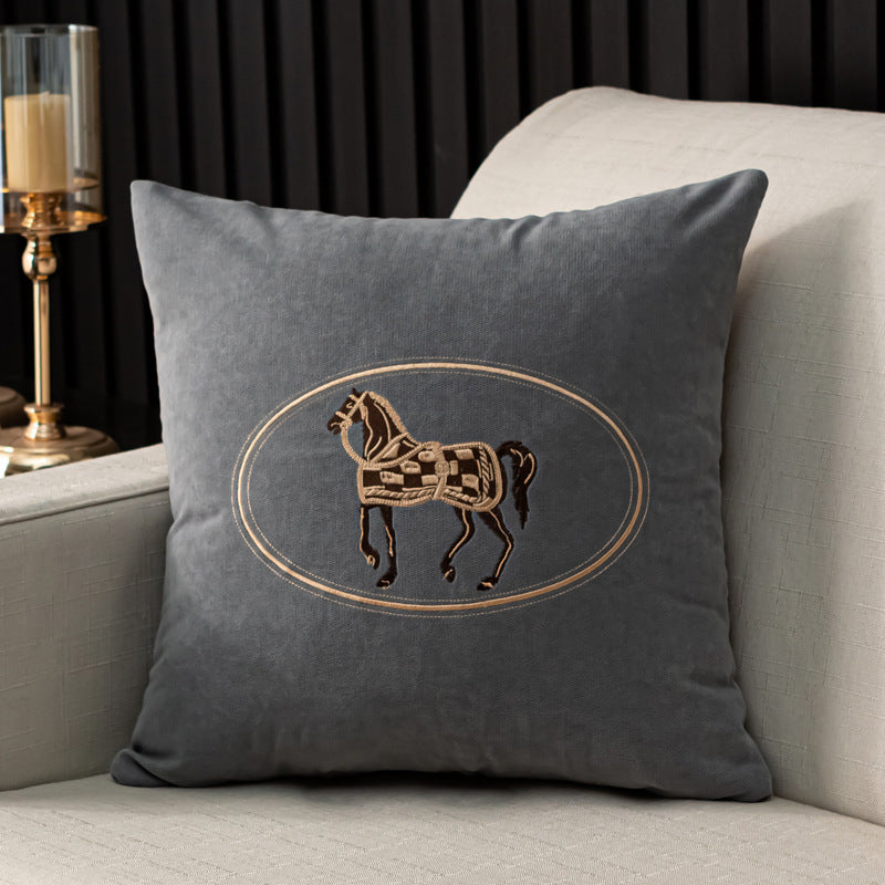 Cushion Cover Pillow case - embroidered Horse