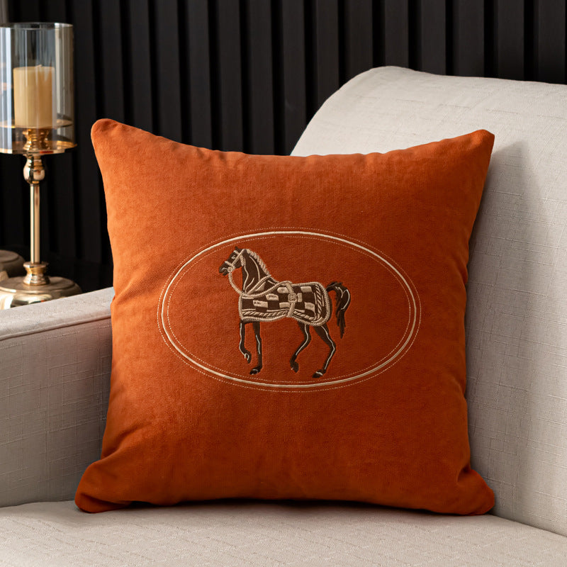 Cushion Cover Pillow case - embroidered Horse