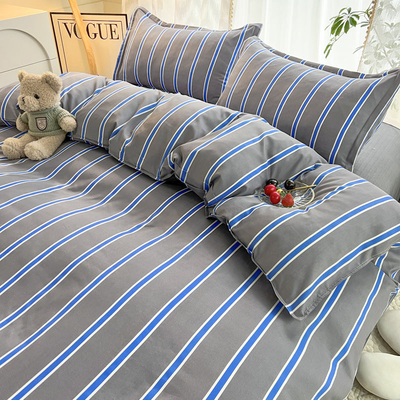 Striped Microfiber Bedset Sheets &  Pillow cases - Tricolor