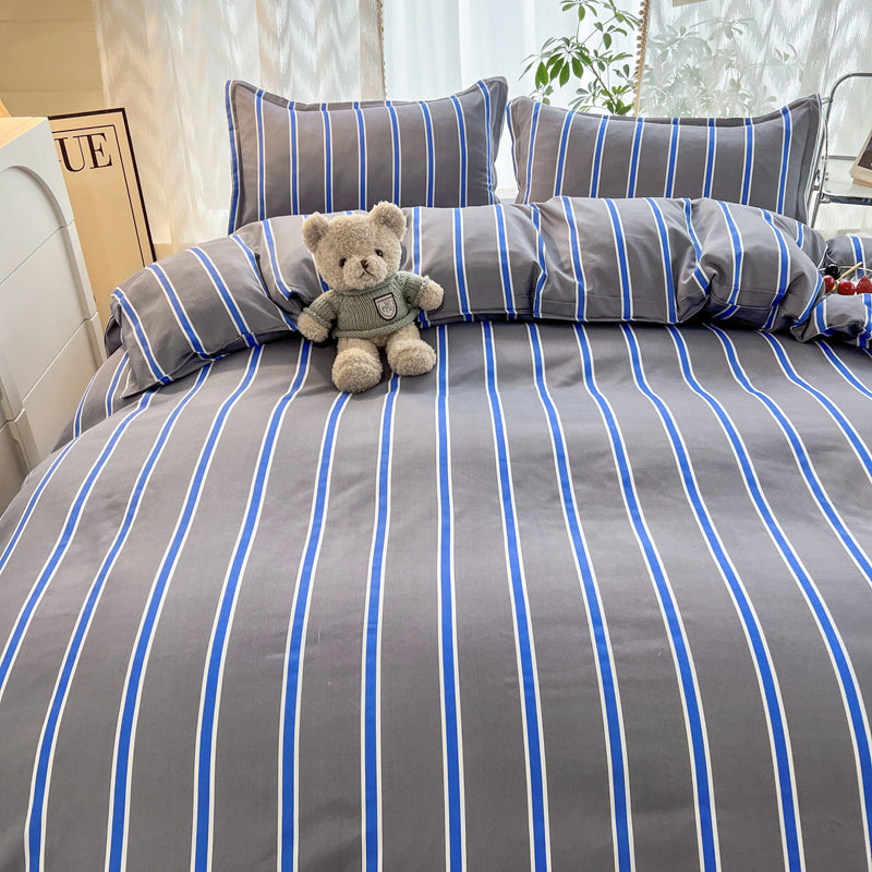 Striped Microfiber Bedset Sheets &  Pillow cases - Tricolor