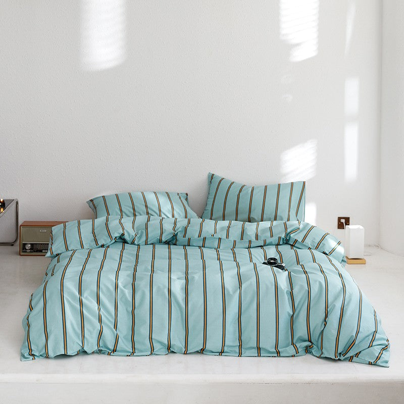 Striped Microfiber Bedset Sheets &  Pillow cases - Tricolor