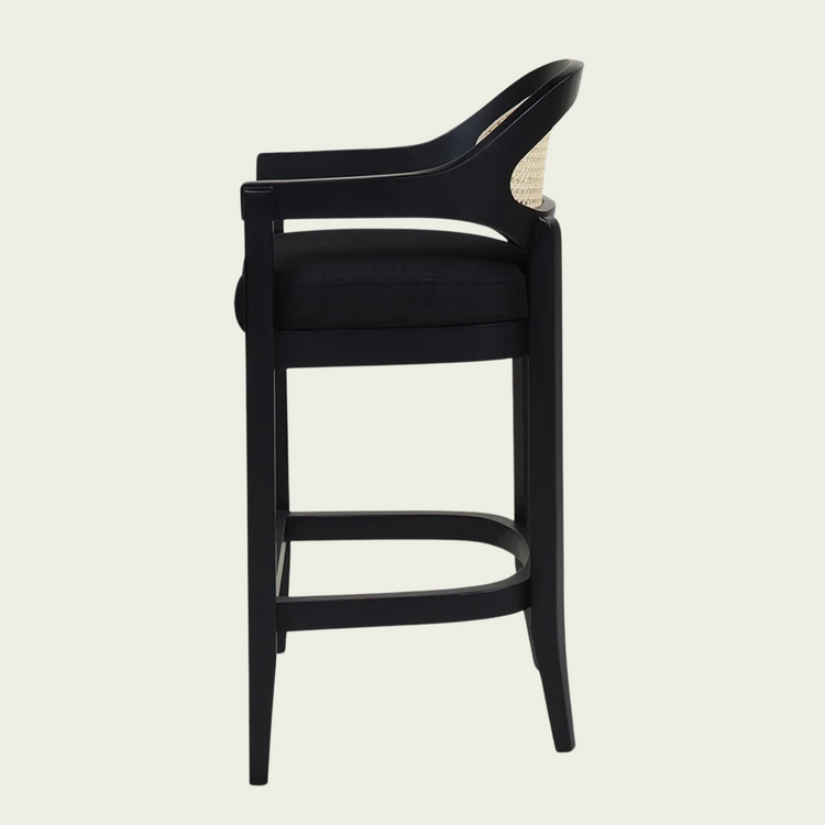 Americana Mid-Century Modern 26" Cane Back Counter Stool, Jet Black Woven