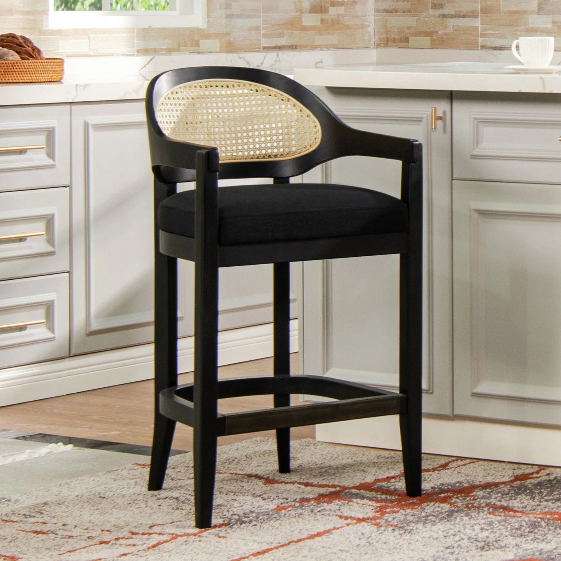 Jennifer Taylor Americana Mid-Century Modern 26" Cane Back Counter Height Bar Stool