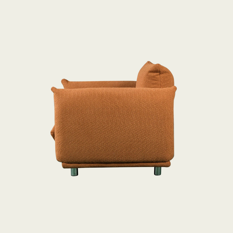 Sherpa Accent Chair Single Sofa 42"W Mid-Century Modern 1 seat armchair| Orange lambswool sherpa Upholstery| Extra Deep Seat & metal legs