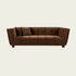Mid-century modern Sofa | square tufted back and seating | Retro style Brown velvet 