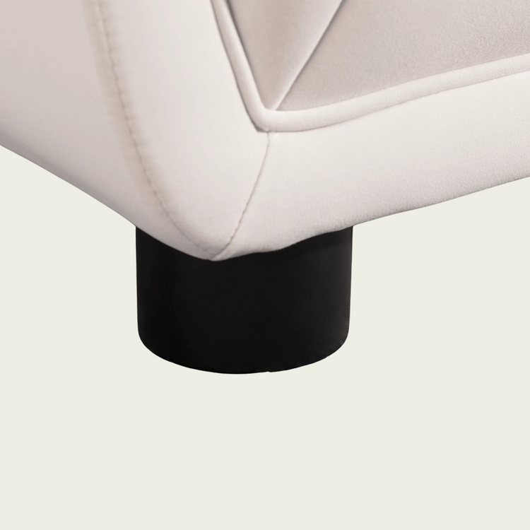 Mid-century modern Sofa | square tufted back and seating | Retro style White velvet 