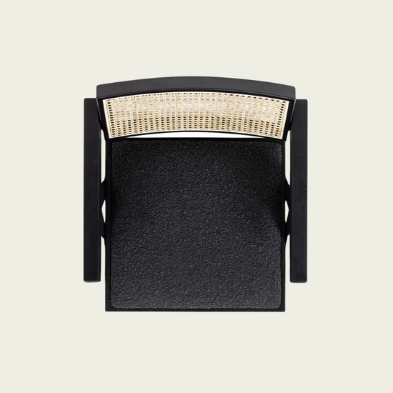 Milan 25.5" Modern Resin Webbing Back Bar Stool with Arms, Set of 3, Ebony Black Boucle