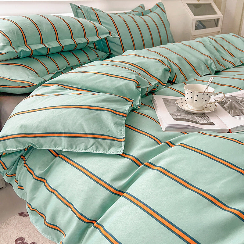 Striped Microfiber Bedset Sheets &  Pillow cases - Tricolor