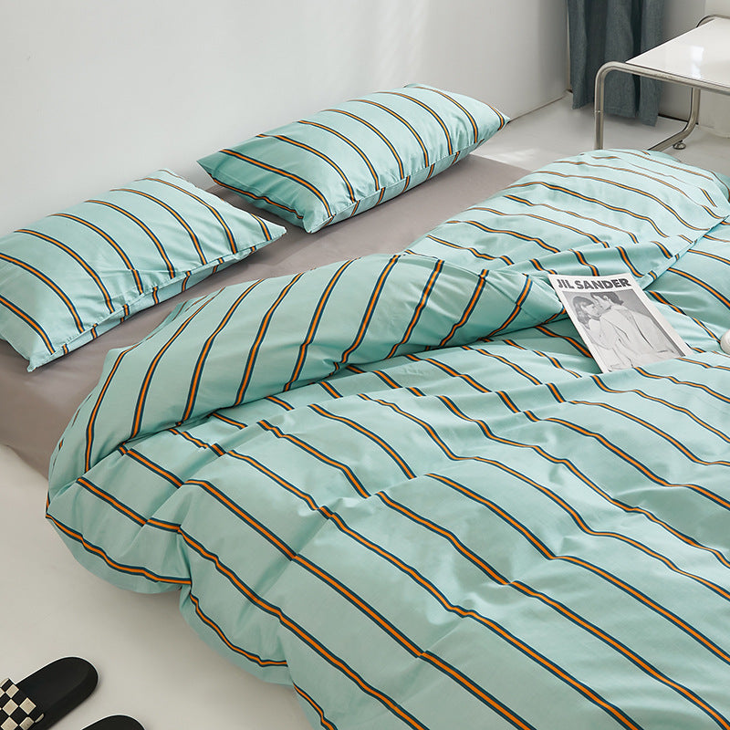 Striped Microfiber Bedset Sheets &  Pillow cases - Tricolor