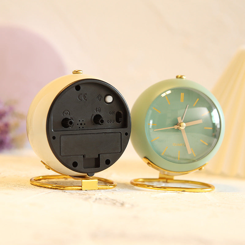 Vintage Round Tbable Clock Alarm - with Led Light Gold Stand