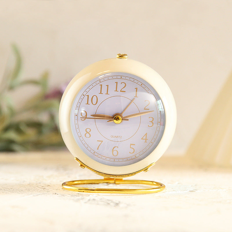 Vintage Round Tbable Clock Alarm - with Led Light Gold Stand