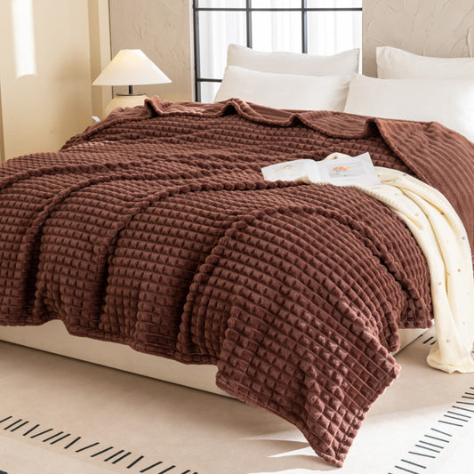 Brown Flannel Blanket - Paved Pattern