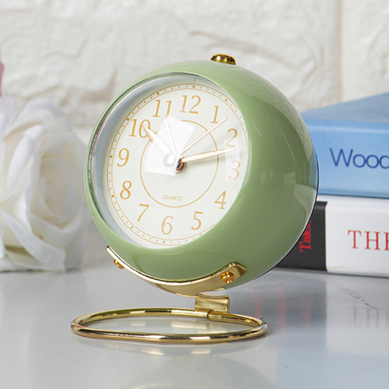 Vintage Round Tbable Clock Alarm - with Led Light Gold Stand