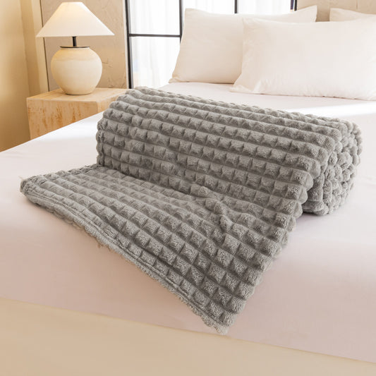 Grey Flannel Blanket - Paved Pattern