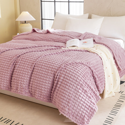 Pink Flannel Blanket - Paved Pattern