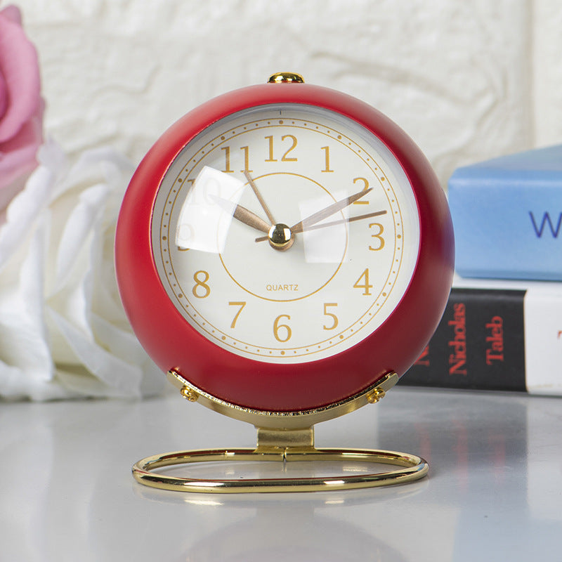 Vintage Round Tbable Clock Alarm - with Led Light Gold Stand