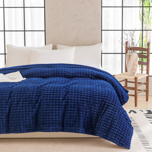 Navy Blue Flannel Throw Blanket - Paved