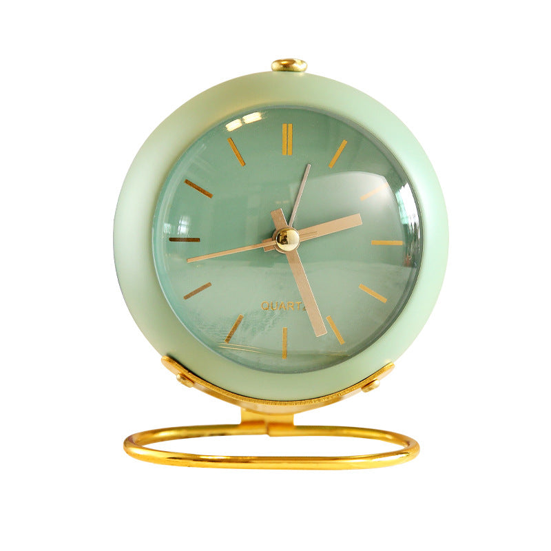 Vintage Round Tbable Clock Alarm - with Led Light Gold Stand