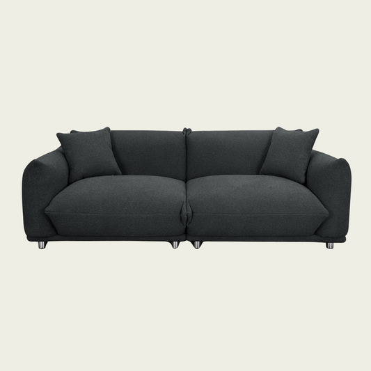 Oversized Loveseat | Black sherpa upholstery | Solid Wood Frame | Metal Legs | 2 Matching Pillows